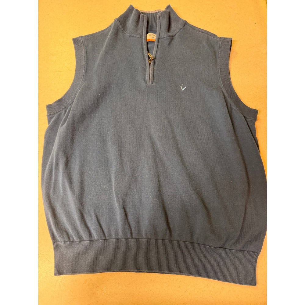 Callaway G-Tech Mens Blue Quarter Zip Sweater Vest Medium Golf Knit Mock Neck